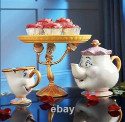 Authentic, New, Disney Beauty and the Beast LUMIERE Cake Stand Ceramic, FREE SHIP