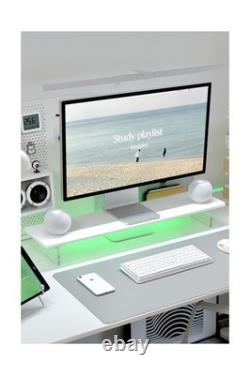 Bamboo Monitor Stand Riser with Acrylic Legs for Desk, 31.5 Inches D. Fast Ship