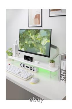 Bamboo Monitor Stand Riser with Acrylic Legs for Desk, 31.5 Inches D. Fast Ship