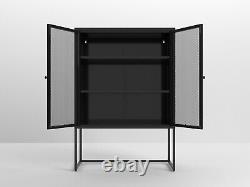 Black 47.2 Inches High Metal Storage Cabinet With Mesh Doors free shipping