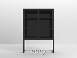 Black 47.2 Inches High Metal Storage Cabinet With Mesh Doors free shipping