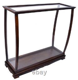 Brown Tall Ship Model Display Case Wooden Medium 34 Table Top Cabinet Stand New