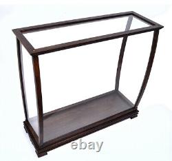 Brown Tall Ship Model Display Case Wooden Medium 34 Table Top Cabinet Stand New