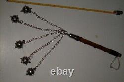 COLLECTABLE MEDIEVAL 5 BALL BATTLE FLAIL / MACE WithSTAND, MIDDLE AGES, FREE SHIP