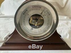 Chelsea Clock 8 1/2 Ship's Bell Barometer Nickel Finish with Stand