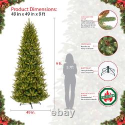 Christmas Tree, 9', Slim Fraser Fir, 800 Clear Lights, Stand, Free Shipping
