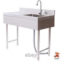 Commercial Sink Stainless Steel Kitchen Utility Sink 1 Compartment & Prep Table