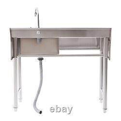 Commercial Sink Stainless Steel Kitchen Utility Sink 1 Compartment & Prep Table