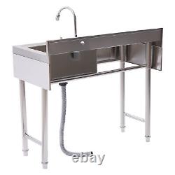 Commercial Sink Stainless Steel Kitchen Utility Sink 1 Compartment & Prep Table