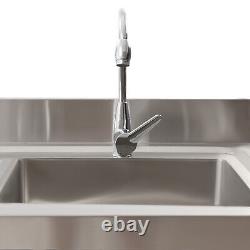 Commercial Sink Stainless Steel Kitchen Utility Sink 1 Compartment & Prep Table