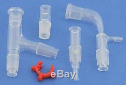 Complete Vacuum Distillation Glassware Set withstands, clamps. Fast shipping
