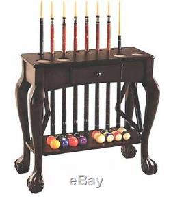 Deluxe Ball & Claw Floor Billiard Pool Cue Stand With Drawer Free Shipping