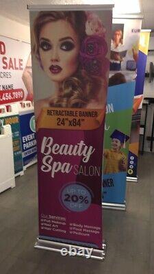 Deluxe Retractable Roll Up Banner Stand & Fullcolor Printed Banner Ship Same Day