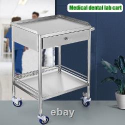 Double-layer Stainless Steel Laboratory Vehicle Dental Medical Carts Stand New