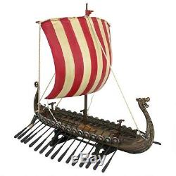 Dragon Headed Viking Museum Replica Model Ship with Display Stand new