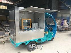 Electric Tricycle Coffee Concession Stand Trailer Pastry Display Case Ship BySea