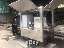 Electric Tricycle Concession Stand Trailer Kitchen Black Color Shipped By Sea