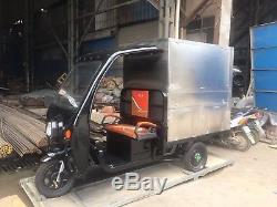 Electric Tricycle Concession Stand Trailer Kitchen Black Color Shipped By Sea