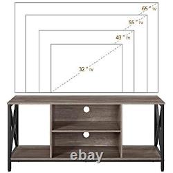 Entertainment Center Industrial Tv Stand Tables for 65 Inch Taupe Wood