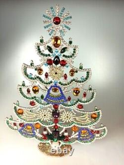 FREE SHIPPING! Unique rhinestones handmade standing Czech Christmas Tree