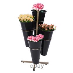 Flower Display Stand With 4 Flower Buckets Metal Plant Stand With Wheels