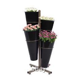 Flower Display Stand With 4 Flower Buckets Metal Plant Stand With Wheels