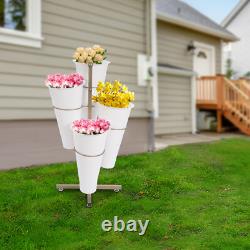 Flower Display Stand With 4 Flower Buckets Metal Plant Stand with Wheels