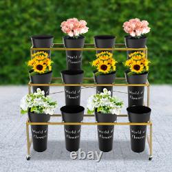 Flower Stand Shelf Display Stand Flower Shop Flower 3 Layers With 12-Bucket NEW