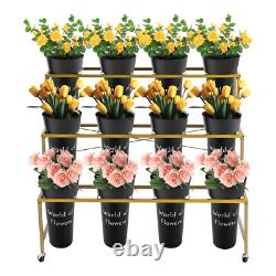Flower Stand Shelf Display Stand Flower Shop Flower 3 Layers With 12-Bucket NEW