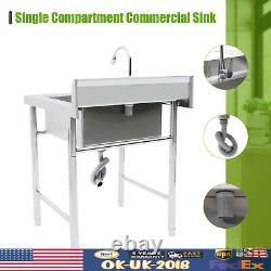 Free Standing Commercial Kitchen Sink Stainless Steel Catering Washing Bowl