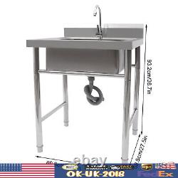 Free Standing Commercial Kitchen Sink Stainless Steel Catering Washing Bowl