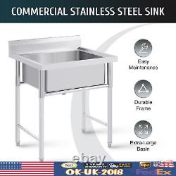 Free Standing Commercial Kitchen Sink Stainless Steel Catering Washing Bowl