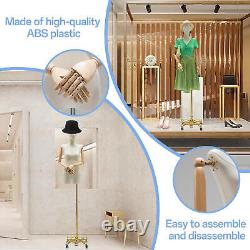 Gold Model display stand Height Adjustable Mannequin With Metal Universal Wheel