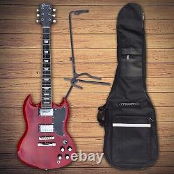 Groove SG Electric Guitar Transparent Red or Black, Free Shipping in all USA