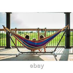 Hammock 9 ft. Double Cotton Adjustable Hooks with Tri-beam Stand in Tropical