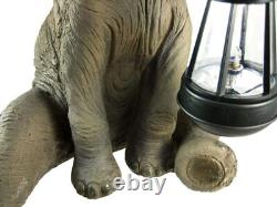 Hand Painted African Elephant Statue w Lantern Front Porch Garden Art Decor Gift
