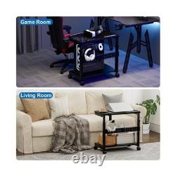 Height Adjustable Computer Tower Stand, 2-Tier ATX-Case CPU Holder. Fast Ship