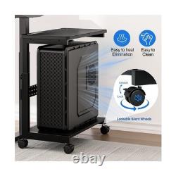 Height Adjustable Computer Tower Stand, 2-Tier ATX-Case CPU Holder. Fast Ship