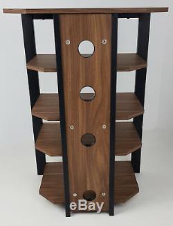 HiFi Stand Walnut or Black Wood Steel Frame 4, 5 or 6 Shelves Rack Ship to Italy