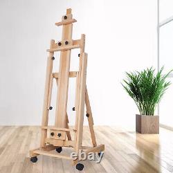 High Quality Large Artist Painters Red Beech Wood Easel Floor Stand WithCaster 91