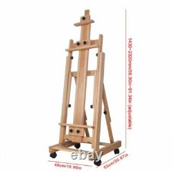 High Quality Large Artist Painters Red Beech Wood Easel Floor Stand WithCaster 91