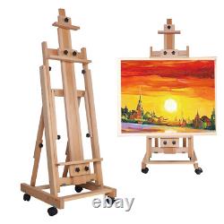 High Quality Large Artist Painters Red Beech Wood Easel Floor Stand WithCaster 91