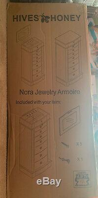 Hives and Honey Nora Standing White 8-drawer Jewelry Armoire Fast Free Shipping