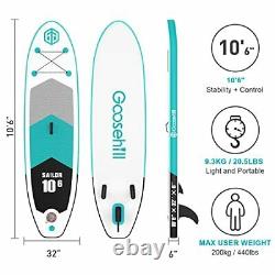 Inflatable Stand Up Paddle Board Premium Sup Package 10' Long 32 Wide 6 Thick