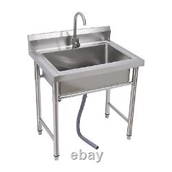 Kitchen Sink Stainless Steel Commercial 1 Compartment Utility Sink With Faucet