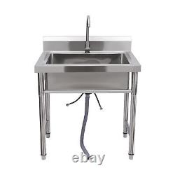 Kitchen Sink Stainless Steel Commercial 1 Compartment Utility Sink With Faucet