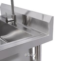 Kitchen Sink Stainless Steel Commercial 1 Compartment Utility Sink With Faucet