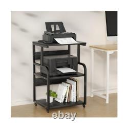 Large Printer Stand with 3-Tier Wood Storage Shelves -Multi-Purpose. Fast Ship