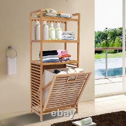 Laundry Storage Basket Hamper Floor Standing Bathroom Storage Shelf Space Saver