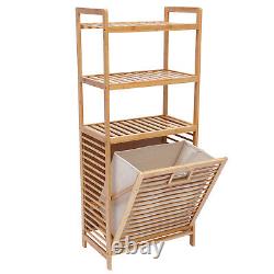 Laundry Storage Basket Hamper Floor Standing Bathroom Storage Shelf Space Saver